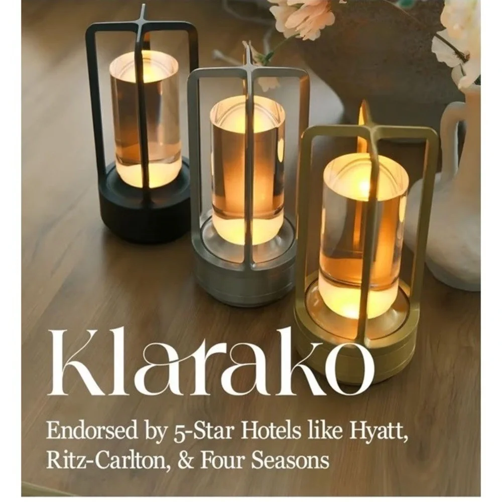 Klarako‎ Crystal Lantern Lamp–Modern Cordless Rechargeable Bedside & Outdoor NEW